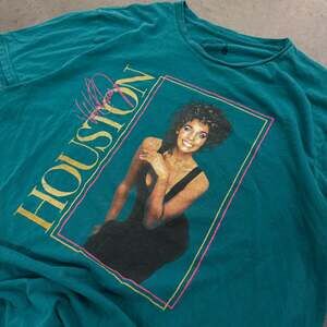 Whitney Houston Graphic Tee Lee Classic Fit Teal Shirt XL